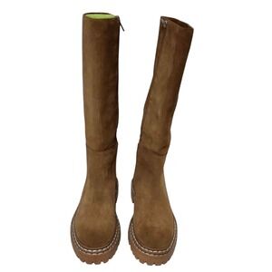 SPLENDID Amalia Knee High Lugged lug‎ sole suede leather Boots in Toast 7.5 new